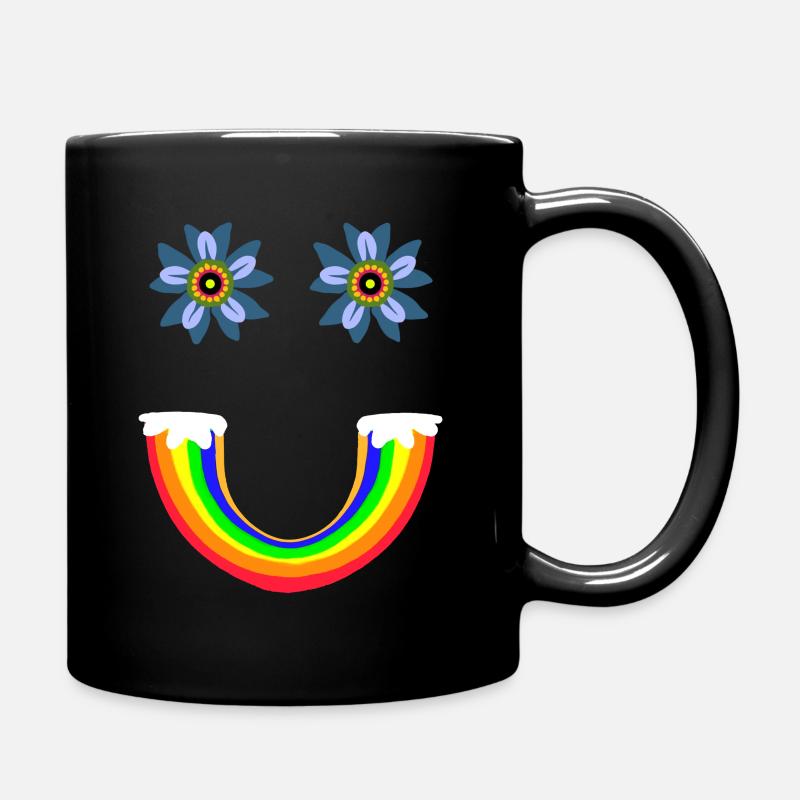 Liebe Natur Frieden und Regenbogen - Tasse einfarbig - Schwarz