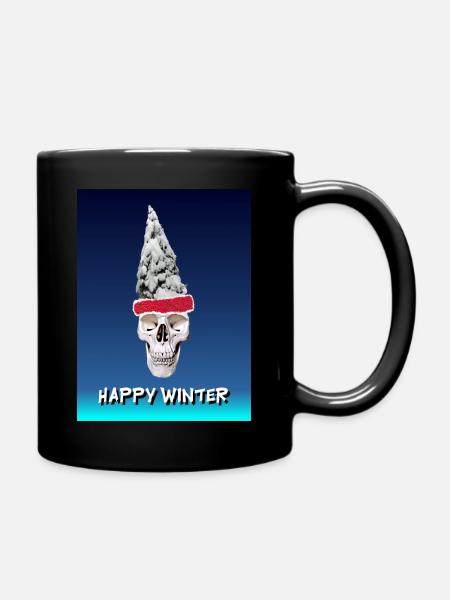 Happy winter skull - Tasse einfarbig - Schwarz