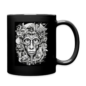 [MB] "Wise Look" Pensive Monkey - Full Colour Mug - black - Right