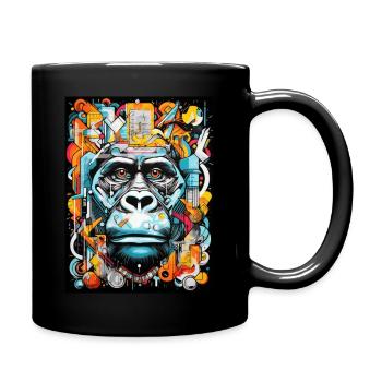 [MB] Na du Affe - Tasse einfarbig - Schwarz - Rechts