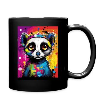 [MB] Verliebtes Erdmännchen: Farbenfrohe Zuneigung - Tasse einfarbig - Schwarz - Rechts