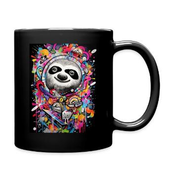 [MB] Fröhliches Faultiermärchen - Tasse einfarbig - Schwarz - Rechts