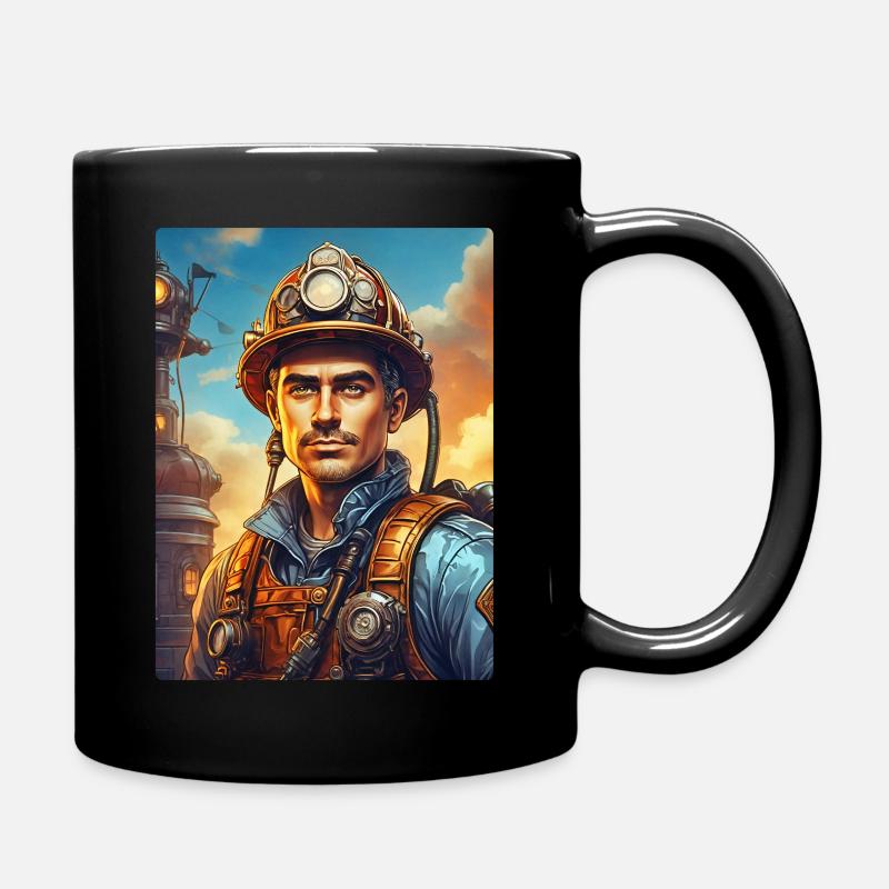 Steampunk Firefighter Man 1.39 - Full Colour Mug - black