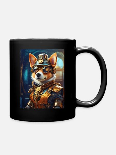 Steampunk Hund 1.7 - Tasse einfarbig - Schwarz
