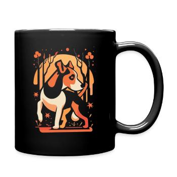 Jack Russel minimalistisch - Tasse einfarbig - Schwarz - Rechts