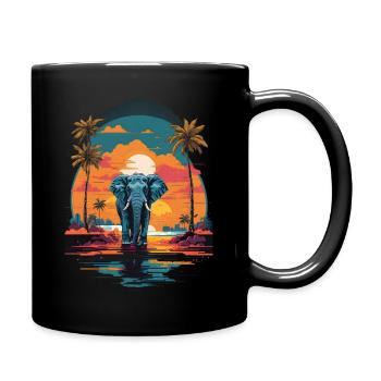 Afrique du Sud éléphant cadeau rétro Vintage Safari - Mug uni - noir - Droite
