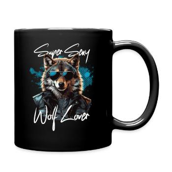 Wolf Wölfe Wolfsmotiv Lustiger Cooler Spruch - Tasse einfarbig - Schwarz - Rechts