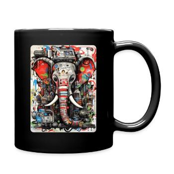 Elephant Cartoon Graffiti - Full Colour Mug - black - Right
