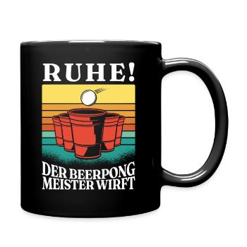 Beerpong Meister Retro Bier Party Sport - Tasse einfarbig - Schwarz - Rechts