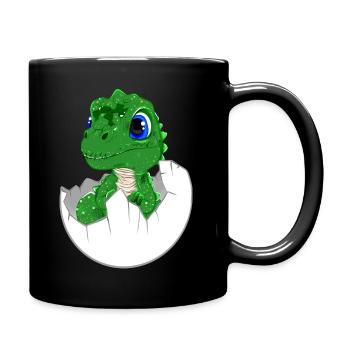 Little Baby Dino in Egg - Full Colour Mug - black - Right