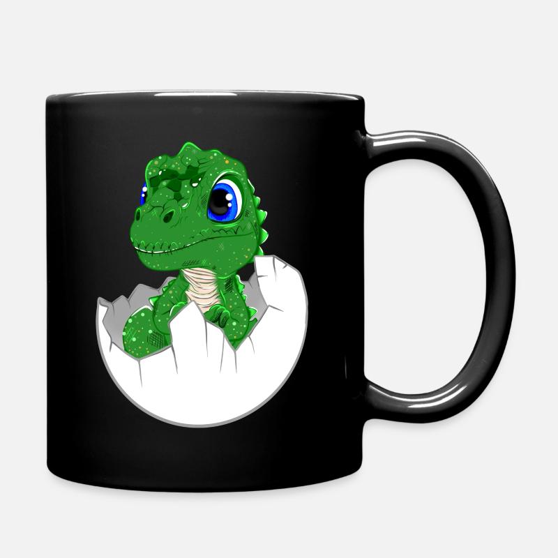 Little Baby Dino in Egg - Full Colour Mug - black