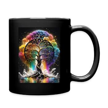 Baum des Lebens - Tasse einfarbig - Schwarz - Rechts