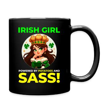 Drôle d’Irish Girl : Propulsé par des pommes de terre et Sass - Mug uni - noir - Droite