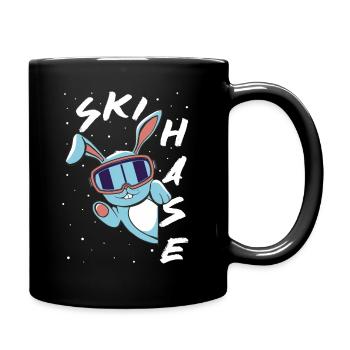 Skihase - Skifahren - Winterurlaub in den Bergen - Tasse einfarbig - Schwarz - Rechts