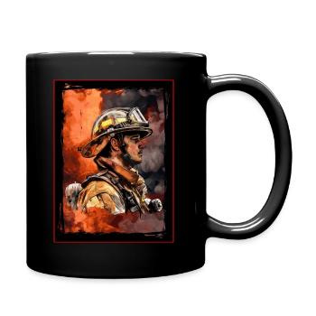 Feuerwehr Firefighter Rescue - Tasse einfarbig - Schwarz - Rechts