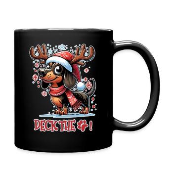 Deck the Paws, teckel festif en renne - Mug uni - noir - Droite