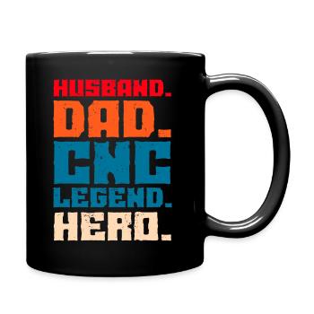 Husband Dad CNC Legend Hero CNC Machinist - Full Colour Mug - black - Right