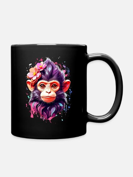 Affe Monkey V1 24 04 - Tasse einfarbig - Schwarz