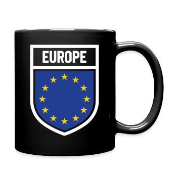 Europa - Nationalfahne im Wappen - Tasse einfarbig - Schwarz - Rechts