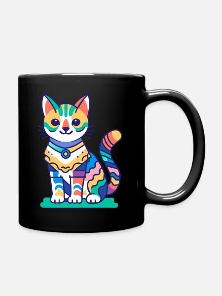 Multicolor Cat - Full Colour Mug - black
