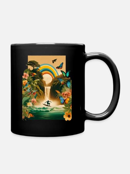 Surfparadies Regenbogenwelle - Tasse einfarbig - Schwarz