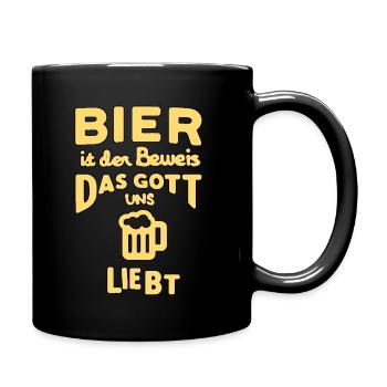 Bier ist der Beweis... - Tasse einfarbig - Schwarz - Rechts