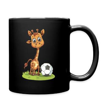 Fußball cute Giraffe Soccer Ball jirafa de futbol - Tasse einfarbig - Schwarz - Rechts