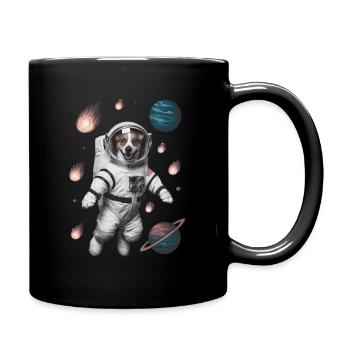 Abenteuer Weltraum Hund - Tasse einfarbig - Schwarz - Rechts