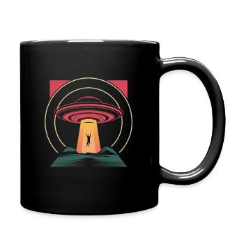 UFO hijacking in mysterious night - Full Colour Mug - black - Right