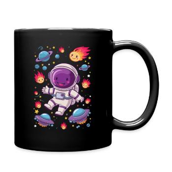 Space adventure with funny astronaut - Full Colour Mug - black - Right