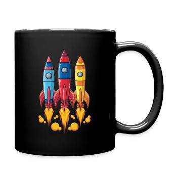 Des fusées colorées commencent l’aventure - Mug uni - noir - Droite