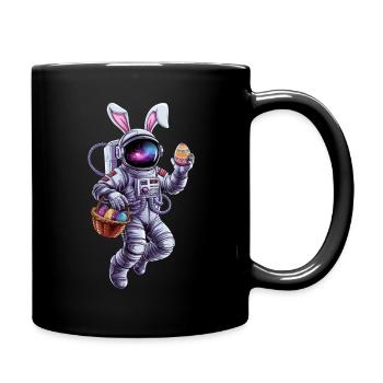 Osterhase Astronaut Im Weltall Abenteuer - Tasse einfarbig - Schwarz - Rechts