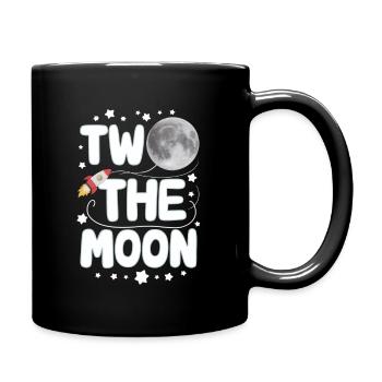 Zum 2. Geburtstag Ab Ins All – Zwei Zum Mond - Tasse einfarbig - Schwarz - Rechts