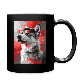 Cool Husky in Shades - Tasse einfarbig - Schwarz - Rechts