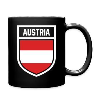 Österreich - Nationalfahne im Wappen - Tasse einfarbig - Schwarz - Rechts