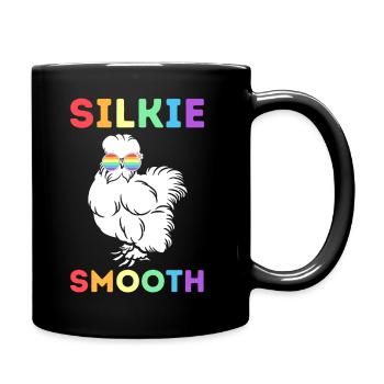 Silkie Fluffy Chicken Silky Smooth Rainbow Shades - Full Colour Mug - black - Right