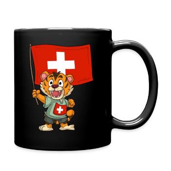 Schweiz Fan / Schweiz Tiger - Tasse einfarbig - Schwarz - Rechts