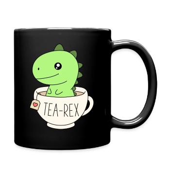 funny t-rex in tea cup tea rex - Full Colour Mug - black - Right