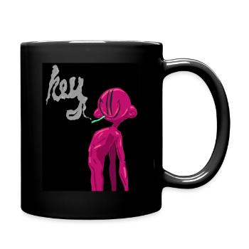 Pink character Cannabis hey - Tasse einfarbig - Schwarz - Rechts