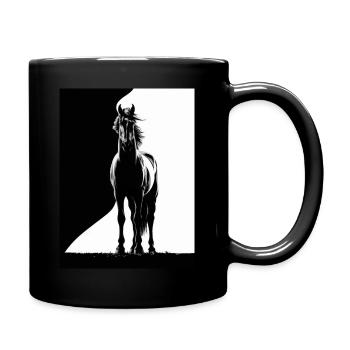 Pferd Pferde Reiten Pferdereiten Sprungreiten - Tasse einfarbig - Schwarz - Rechts