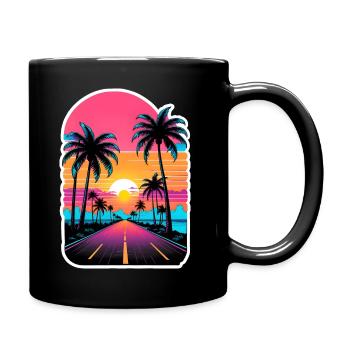 Miami Retrofuture Sunset Vaporwave 80s - Full Colour Mug - black - Right