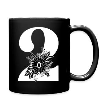 Numéro 2 floral noir -2e anniversaire floral - Mug uni - noir - Droite