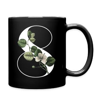 Numéro 8 floral vert -8e anniversaire floral - Mug uni - noir - Droite