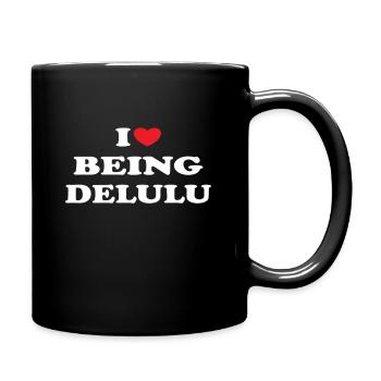 I love being delulu trending designs - Full Colour Mug - black - Right
