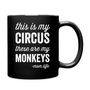 Mein Zirkus Meine Affen Mama-Leben - Tasse einfarbig - Schwarz - Rechts