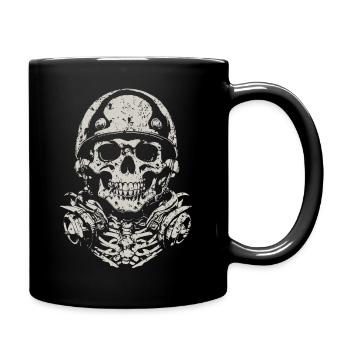Skull mit Helm - Tasse einfarbig - Schwarz - Rechts