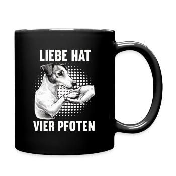 Liebe hat Vier Pfoten Jack Russel terrier Jackie - Tasse einfarbig - Schwarz - Rechts