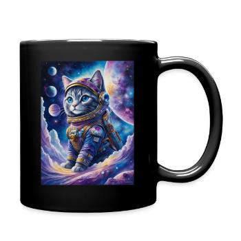 Astronaut Cat - Full Colour Mug - black - Right