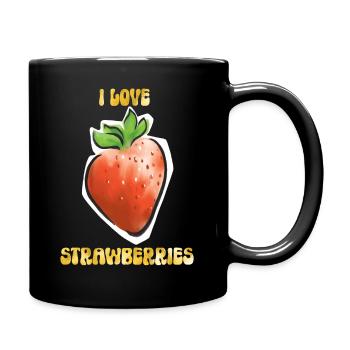 Erdbeere - Gold - Tasse einfarbig - Schwarz - Rechts