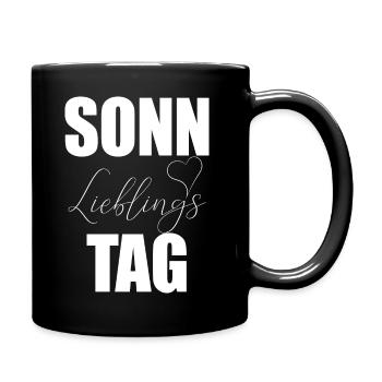 Sonntag Lieblingstag Herz - Tasse einfarbig - Schwarz - Rechts